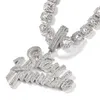 Collana con ciondolo umile con lettera di diamanti con catena in corda regalo di gioielli hip-hop bling placcato oro argento