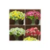 Couronnes de fleurs décoratives 1 bouquet 21 têtes artificielles fausses roses pour décoration de maison, livraison de fleurs en soie, livraison de jardin, supplément festif DH5D1