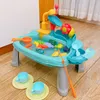 Kitchens Play Food Kids Kitchen Sink Toys Electric Dishwasher Playing Toy With Running Water Pretend Fishing Role Girls 230830