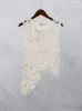 Vestido de duas peças Crochet Malha Assimétrica Mulheres Conjunto Chic Oneck Sem Mangas Top Curto Forro Saia Terno 2023 Moda Fada Doce Outfits 230830