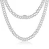 Collana a catena a maglia cubana ghiacciata con diamanti moissanite baguette in argento sterling 925 personalizzato di lusso da 14 mm per uomo