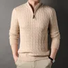 Suéter masculino 2023 suéter slim fit casual de malha gola alta pulôver mock neck polo 230830