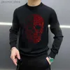 European Cashmere Hip-Hop Thickened Shiny Skull Hot Drilling Men's Sweater Comfortable Pullover Casual Sweatshirt Q230830