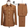 Męskie garnitury Blazers Cenne des Graoom Safari Men Gold Button Square Obroź