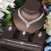 Halsband örhängen set hibride lyx exklusiva cirkelörhängen för kvinnor bröllop brud kubik zirkon dubai nigeria smycken n-1536