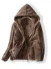 Vestes pour femmes hiver velours épaissi chaud à capuche veste à glissière manteau col haut poche décontracté grande taille buste 116CM hauts amples