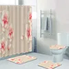 Cortinas de ducha Cortina de ducha floral Flores impermeables con tela de perlas Juegos de cortinas de ducha de baño con alfombras Puesto de ducha Surtain R230830