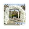 Flores decorativas Guirnaldas Flor artificial Flor de cerezo con metal Boda Hierro Arco Soporte FL Addarch Estante DIY Ventana Fiesta D OTXW2