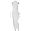 Sukienki swobodne sukienka BodyCon Seksowna biała dla kobiet z klasą podzielone golf długie luksusowe wieczór ciasne urodziny damskie ubrania