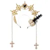 Baroque Heart Halo Headpiece Women Gothic Lolita Tiara Crown Headband Cosplay Godmother's Virgin Mary Headdress