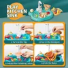 Kitchens Play Food Kitchen Sink Toys Dishwashing Running Water Pretend Set Educational for Kids 230830