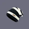 Шапка-бини с черепом, японская винтажная полосатая буквенная маленькая этикетка, шерстяная шапка большого выпуска, детская теплая осенне-зимняя универсальная вязаная шапка P 230829