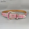 Belts Punk Belts For Women Girls Fashion Diamond Bling PU Metal Buckle Pin Waist Belt Leisure Dress Jeans Wild Waistband 230830