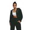 Women's Two Piece Pants Hoodie Set For Women With Solid Color Zippered Cardigan And Leggings