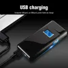 Metal portable rechargeable double arc plasma USB cycle charging lighter display usage windproof smoking parts Men's gadget J9TJ