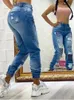 Damesjeans dames jeans met kleine voeten gescheurde modeletters gesneden aap trendy casual 230829