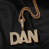 A-Z Aangepaste kunstletters Naam Hanger Ketting 18k Echt Vergulde Bling Kubieke Zirkoon Letter Sieraden Met 3mm 24inch Touwketting Leuk Cadeau voor Mannen Vrouwen