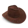 Szerokie brzegowe czapki wiadra Western Cowboy Travel Caps for Women Men's zamszowe vintage mężczyzn z Cowgirl Jazz Cap 230830