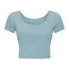 T-shirts Chemises actives Soutien-gorge ajusté Sport Femmes Fitness Haut court À manches courtes Chemise de yoga Recadrée T-shirts de course Vêtements de sport d'été Entraînement