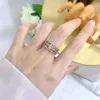 Wedding Rings Romantic 100 925 Sterling Silver 5 5mm Heart Shaped Pink Quartz Lab Diamond for Women Gemstone Party Fine Jewelry 230830