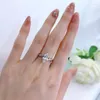 Cluster Ringe Frühling Qiaoer 925 Sterling Silber 6 12mm Marquise Cut Simulierter Moissanit Diamant Hochzeit Verlobungsring Frauen Edlen Schmuck