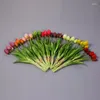 Fleurs décoratives 5 pièces tulipe artificielle simple longue tige Bouquet 40 cm mariage fausse fleur décor à la maison vraie plante de simulation tactile