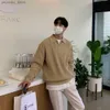 Половина молнии Винтажный свитер мужчина корейская тенденция мешковаты
