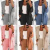 Costumes pour femmes, 7 couleurs, couleur unie, Cardigan à revers, Slim, grande taille, tempérament, veste de costume, Style d'affaires