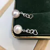 Boucles d'oreilles YIKALAISI 925 bijoux en argent Sterling pour femmes 9-10mm ronde perle d'eau douce naturelle en gros