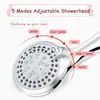 Bathroom Shower Heads Zhangji Bathroom Shower Head 5 Modes ABS Plastic Big Panel Round Chrome Rain Head Water Saver ic Design Showerhead x0830