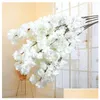 Flores decorativas grinaldas artificiais ramo de flor de cerejeira 100 cm cena de festa de casamento falso casa sala de estar diy decoração flor otqms