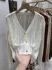 Cardigan tricoté à col en V pour femme, pull européen, mode, couleur unie, ajustement fin et amincissant, coréen, automne 2023