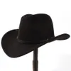 Chapeaux larges chapeaux seau 2grande taille laine femmes hommes western cowboy chapeau pour gentleman dame jazz cowgirl avec cloche en cuir église sombrero casquettes 230830