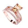 Wedding Rings 2PcsSet Rose Gold Morganite Bling Ring Women Jewelry8921166