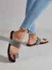 Chinelos femininos em estoque casual strass lazer plana conforto fácil caminhada sapatos slides verão sandália praia férias