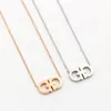 Korean Letters Nice Designer Pendant Necklaces for Women Simple Korea Fashion Hollow 18K Gold Stainless Steel Link Chain Choker Necklace Jewelry