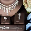 Necklace Earrings Set HIBRIDE Elegant Bridal Wedding Party And Leaf Flower Design CZ Women Boutique Zircon N-1346