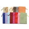 Gift Wrap 100pcs Linen Bag Drawstring Natural Burlap Bag Gift Bag Jewelry Packaging Wedding Candy Christmas Party Cloth Storage Bag Khaki 230829