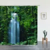 Rideaux de douche Forêt tropicale tropicale paysage rideaux de douche forêt cascade beau paysage naturel luxe salle de bain décor écran avec R230830