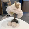 Beanieskull Caps冬のかわいいトナカイウォームハット女性ビーニー風力防止キャップ学生追加ウール女性プレゼントクリスマスギフト230830