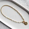 Подвесные ожерелья Kkbead 2023 Осень и зимнее жемчужное ожерелье Dasiy Choker для женщин Циркон Луна Пеннат Подарок подарки