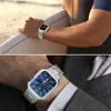 حالة من الفولاذ المقاوم للصدأ+حزام لسلسلة Apple Watch Series 8 7 6 5 4 40mm 44mm 41mm 45mm Metal Band Modification Kit لـ IWatch Ultra 49mm Mod Kit