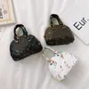 Simples estilo coreano estilo ocidental menina crossbody saco impresso mini princesa concha sacos portátil decorativo moeda bolsa