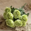 Decorative Flowers Simulation Roses Bouquet Silk Yellow Green Coffee Tea Table Decoration Fake Flower Artificial Melaleuca Rose Bouquets