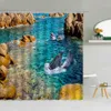 Cortinas de chuveiro 3D Sea Reef Dolphin Beach Cenário natural Cortina de chuveiro de alta qualidade Suprimentos de banheiro Decoração com cortinas de pano R230830