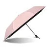 Umbrellas Women Umbrella Female Sunny Rain Dual Use Simple Solid Color 3 Folding Parasol Black Glue Sunscreen And Rainy