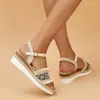 Sandaler Kvinnor Summer High Heel Elegant Platform Shoes for Sandalias Mujer Lightweight Wedges