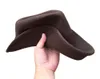 Hüte mit breiter Krempe, brauner, knautschbarer Cowboy-Fedora-Outback-Hut, einfaches Paket 230830