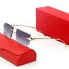 Mode-Sonnenbrillen-Designer für Herren, Leopardenmuster, Damen, Rosatöne, poliert, vergoldet, randlos, rechteckiger Rahmen, Farbverlaufsblau, Brille, UV400, silbergraue Brille