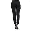 Pantalon femme Steampunk femmes gothique coton pleine longueur sergé tissu tissé sangle serré taille haute pantalon pantalons pantalons TRW105